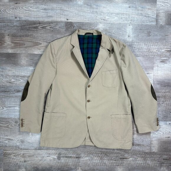 Lands End Men's 3-2 Roll Throat Strap Elbow Patch Working Cuffs Field Jacket 48R